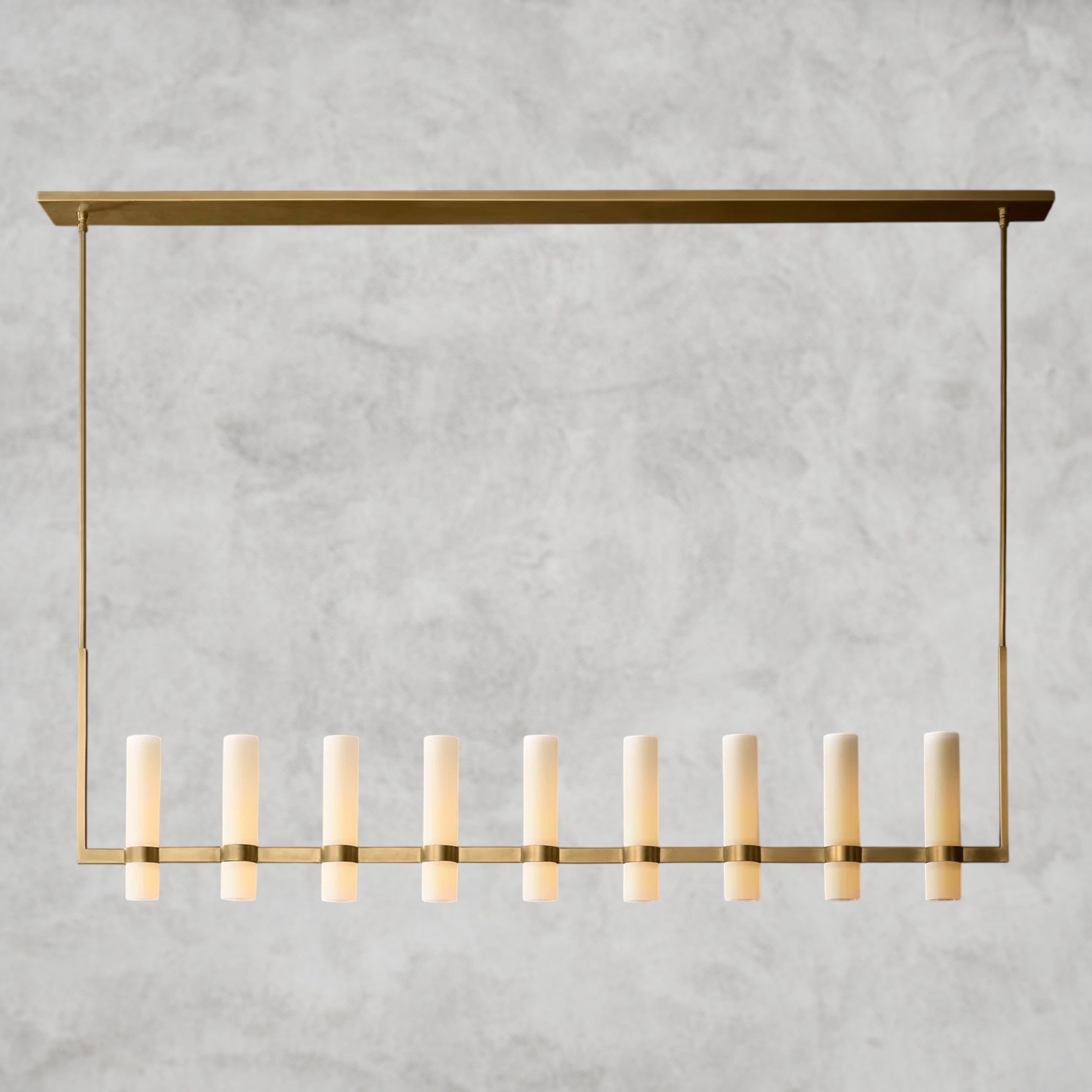 Ravelle Linear Milk Glass Chandelier 59", 71"